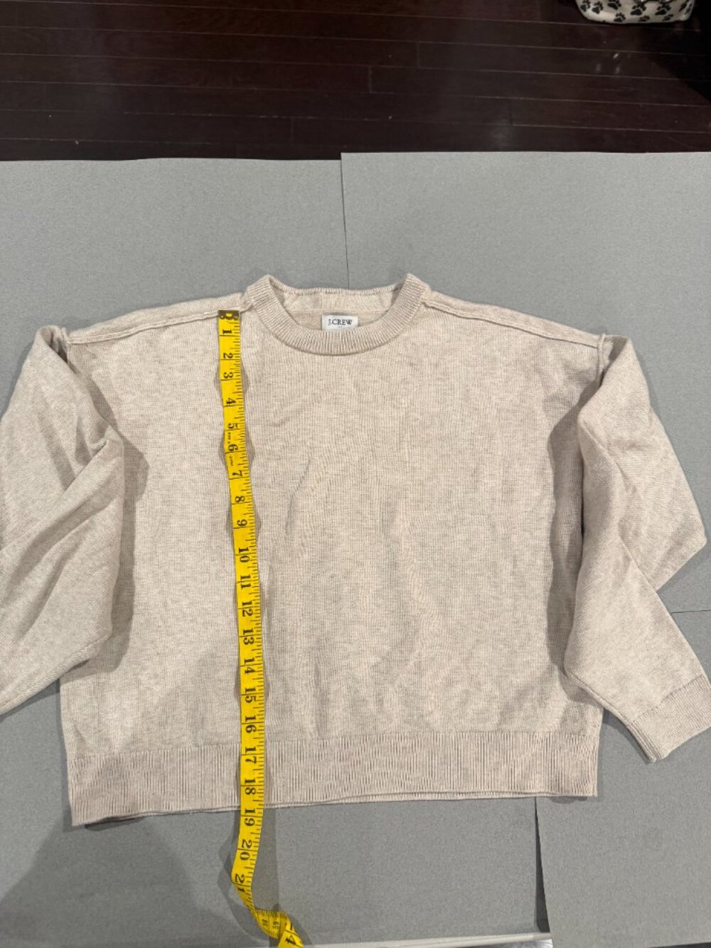 J.Crew Beige Cropped Boxy Sweater Exposed Seams Women's Size S - Picture 6 of 9